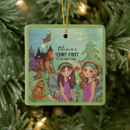 Enchanted Woodland Fairy First Christmas Keramikornament