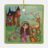 Enchanted Woodland Fairy First Christmas Keramikornament (Rückseite)