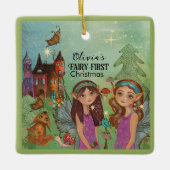 Enchanted Woodland Fairy First Christmas Keramikornament (Vorderseite)