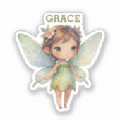Enchanted Woodland Fairy: pastel green Sprite Aufkleber (Vorderseite)