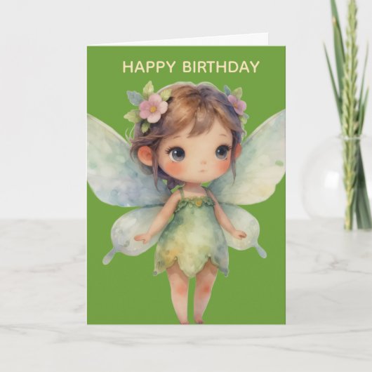 Enchanted Woodland Fairy: pastel green Sprite Karte (Vorderseite)