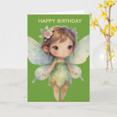 Enchanted Woodland Fairy: pastel green Sprite Karte (Gelbe Blume)