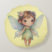 Enchanted Woodland Fairy: pastel green Sprite Rundes Kissen (Rückseite)