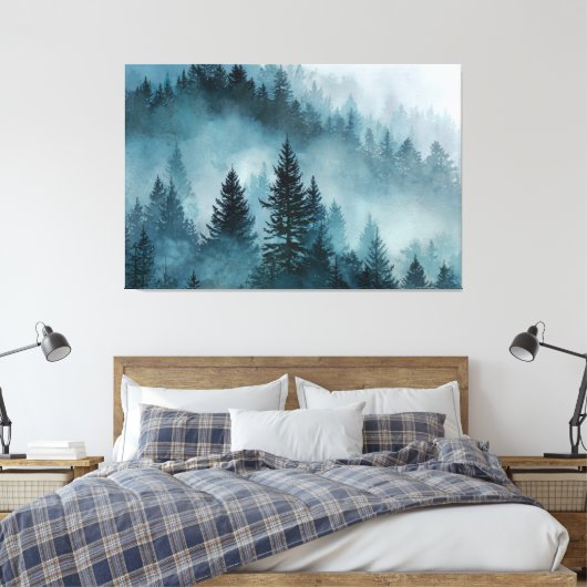 Enchanted Woodland in Blue Leinwanddruck (Insitu (Schlafzimmer))