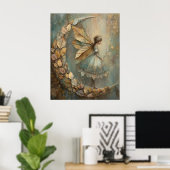 Enchanted Woodland Leaf Fairy Fantasy Art Poster (Heimbüro)