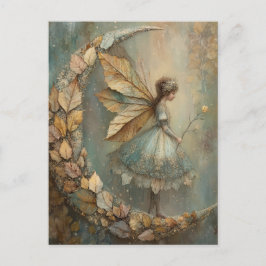 Enchanted Woodland Leaf Fairy Watercolor Fantasy Postkarte