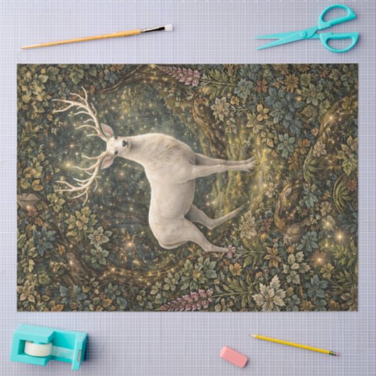 Enchanted Woodland White Stag Tissue Paper Seidenpapier (Basteln)