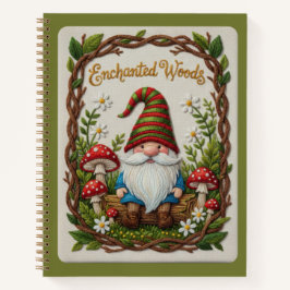Enchanted Woods Embroidered Forest Gnome Journal Notizblock