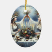 Enchanted Yule Celebration Flat Holiday Card Keramik Ornament (Vorne)