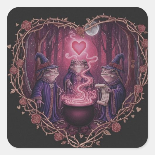EnchantedFrogWitch Quadratischer Aufkleber (Vorderseite)