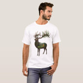 "Enchanteter Wald" Hirsch Grafik T-Shirt – Doppelb (Vorne ganz)