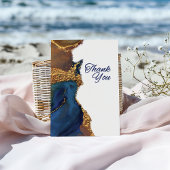 Enchanting Abstract Blue Gold Thank You Dankeskarte