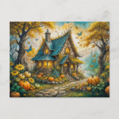 Enchanting Autumn Cottage with Pumpkins Postkarte (Vorderseite)