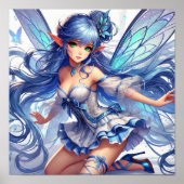 Enchanting Blue-Haired Fairy with Emerald Eyes Poster (Vorne)