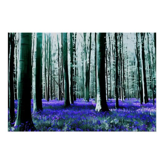 Enchanting Bluebell Forest Poster (Vorderseite)