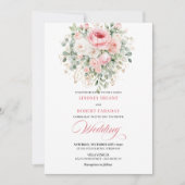 Enchanting Blush Rose Boho Floral Wedding Invite Einladung (Vorderseite)