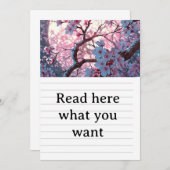 Enchanting Cherry Blossom & Full Moon Wedding Invi Einladung (Vorne/Hinten)