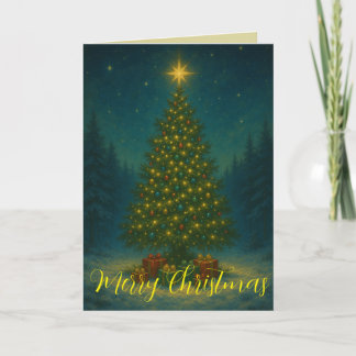 Enchanting Christmas Tree Midnight Forest Custom Karte
