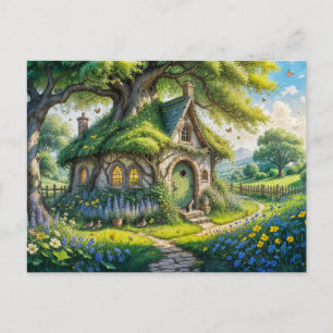Enchanting Cottage in Lush Garden Postkarte