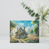 Enchanting Cottage with Tulip Garden Postkarte (Stehend Vorderseite)