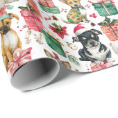 Enchanting Dog Christmas Wrap – Watercolor Cheer Geschenkpapier (Rolleneckpunkt)