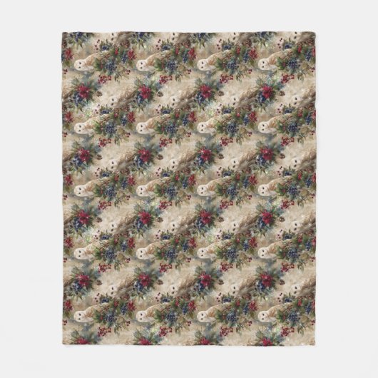 Enchanting Floral Owl Fleecedecke (Vorderseite)