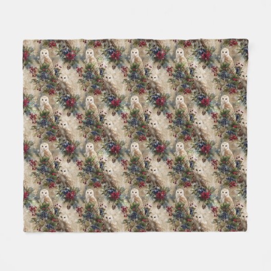 Enchanting Floral Owl Fleecedecke (Vorderseite (Horizontal))