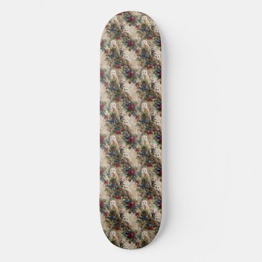 Enchanting Floral Owl Skateboard (Vorderseite)