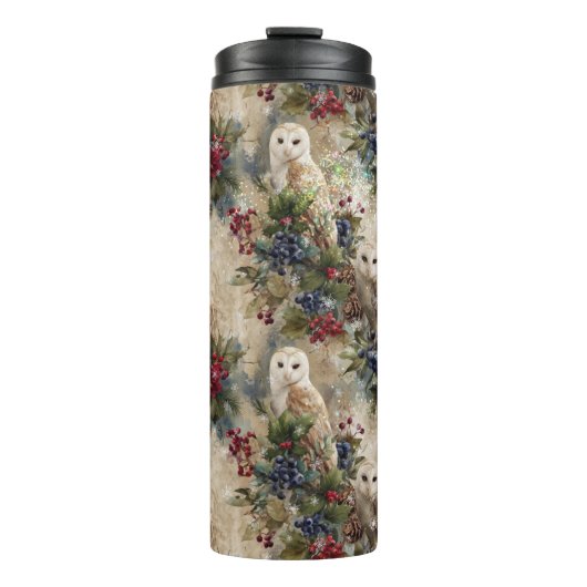 Enchanting Floral Owl Thermosbecher (Vorderseite)
