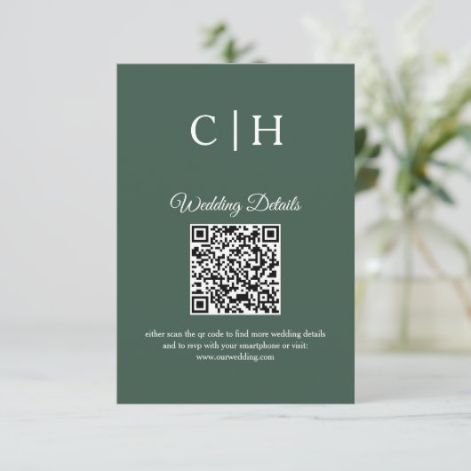 Enchanting Forest QR Code Wedding Enclosure Begleitkarte (Stehend Vorderseite)