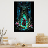 Enchanting Forest Scene with Mysterious Figure Poster (Küche)