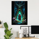 Enchanting Forest Scene with Mysterious Figure Poster (Heimbüro)