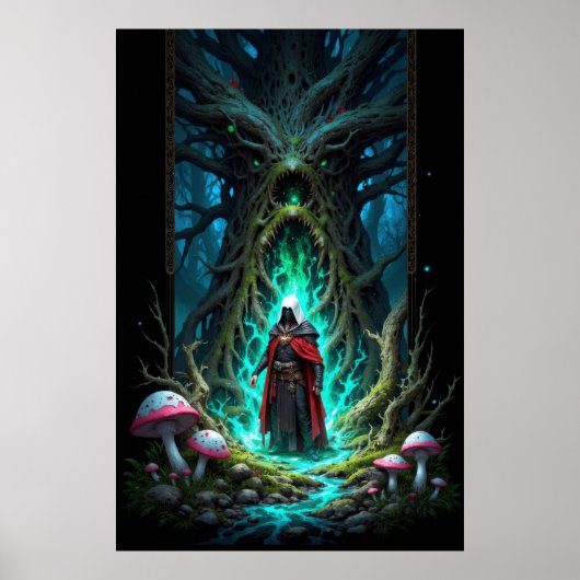 Enchanting Forest Scene with Mysterious Figure Poster (Vorne)