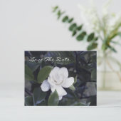 Enchanting Gardenia Save The Date Postcard Ankündigungspostkarte (Stehend Vorderseite)