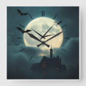 Enchanting Haunted Moon Clock | Luxury Gothic Art Quadratische Wanduhr (Vorderseite)
