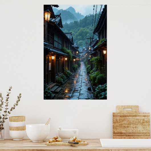 Enchanting Japanese Village Street Scene Poster (Küche)