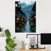 Enchanting Japanese Village Street Scene Poster (Heimbüro)
