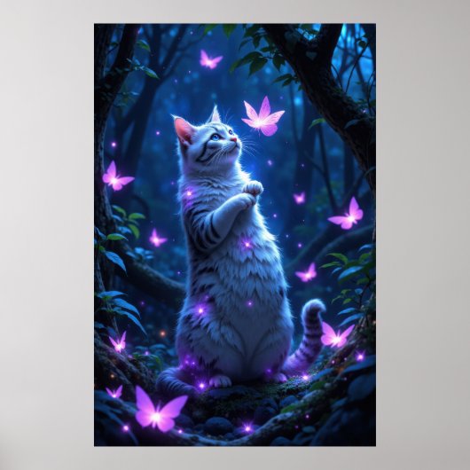 Enchanting kitten in a magical forest with glowing poster (Vorne)