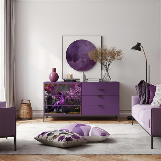 Enchanting Midnight Purple Crow Garden Decoupage Seidenpapier