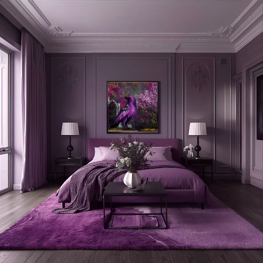 Enchanting Midnight Purple Crow Garden Decoupage Seidenpapier