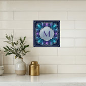 Enchanting  Monogram Teal Purple Swirls Decorative Fliese