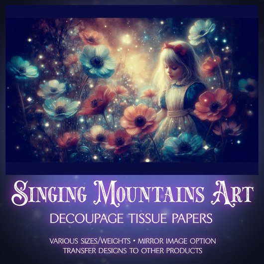 Enchanting Night Garden With Alice Decoupage Seidenpapier