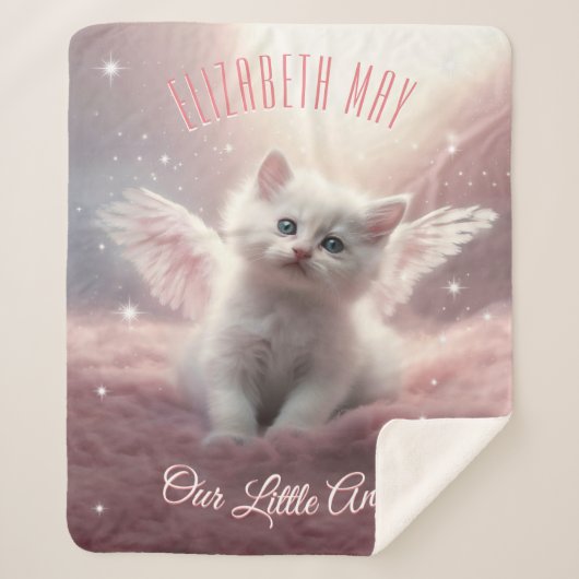 Enchanting Pink Kitten with Angel Wings Sherpadecke (Vorderseite)