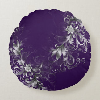 Enchanting Purple and Silver Accents Rundes Kissen