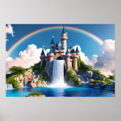 Enchanting Rainbow Castle & Cascading Waterfalls Poster (Vorne)