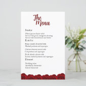 Enchanting Red Rose Wedding Dinner Menu (Stehend Vorderseite)