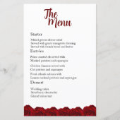 Enchanting Red Rose Wedding Dinner Menu (Vorderseite)