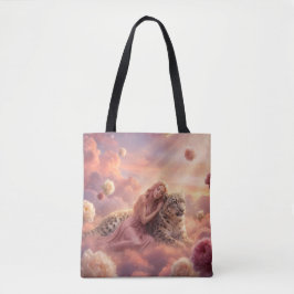 Enchanting Snow Leopard and Woman in Clouds Tasche