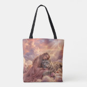 Enchanting Woman & Snow Leopard Cloud Fantasy Art Tasche (Rückseite)