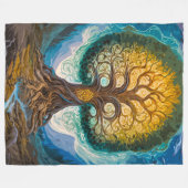 Enchanting Yggdrasil Glowing Tree Magical Landscap Fleecedecke (Vorderseite (Horizontal))